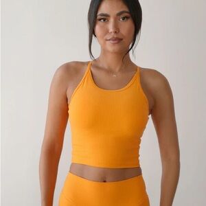 Mono B Vibrant Orange Ribbed gym tank
